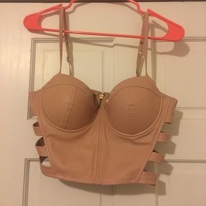BLUSH FAUX LEATHER BUSTIER